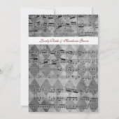 Gray Black Music Chevron Wedding Invitation Kaart (Achterkant)