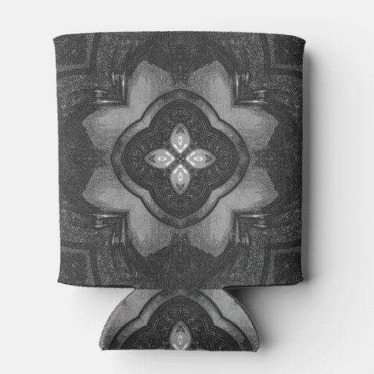 Gray Black Pencil Floral Pattern Blikjeskoeler (Achterkant)