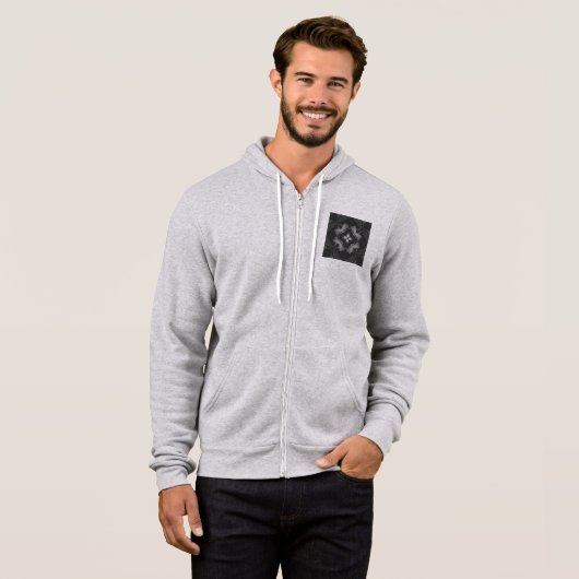 Gray Black Pencil Floral Pattern Hoodie (Voorkant volledig)