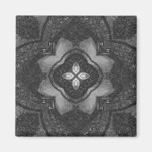 Gray Black Pencil Floral Pattern Magneet (Voorkant)