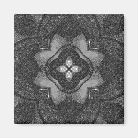 Gray Black Pencil Floral Pattern Magneet (Voorkant)