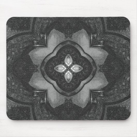 Gray Black Pencil Floral Pattern Muismat (Voorkant)
