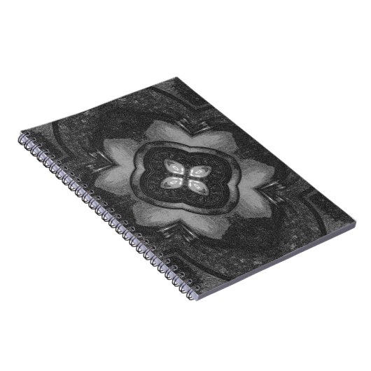 Gray Black Pencil Floral Pattern Notitieboek (Rechterzijde)