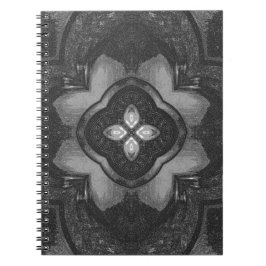 Gray Black Pencil Floral Pattern Notitieboek