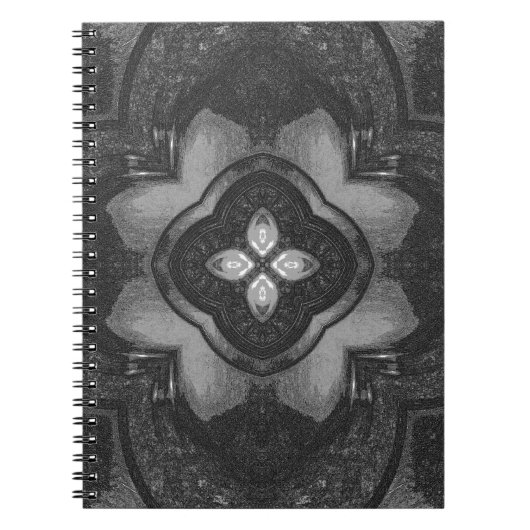 Gray Black Pencil Floral Pattern Notitieboek (Voorkant)
