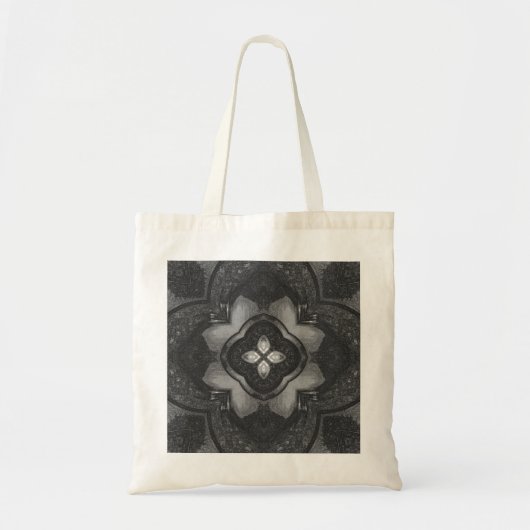 Gray Black Pencil Floral Pattern Tote Bag (Voorkant)
