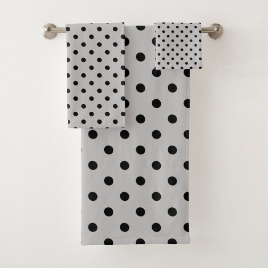 Gray Black Polka Dot Bad Handdoek (Insitu)