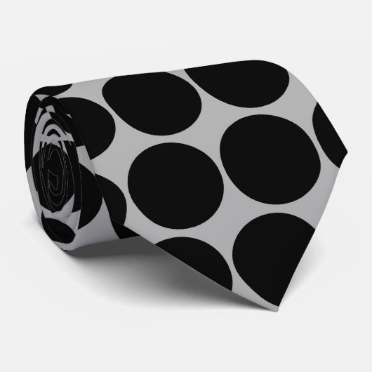 Gray Black Polka Dots Pattern - Stropdas (Opgerold)