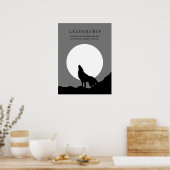 Gray Black Pop Art Leadership Wolf Howling Poster (Keuken)