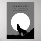 Gray Black Pop Art Leadership Wolf Howling Poster (Voorkant)