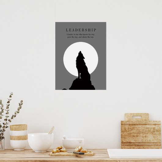 Gray Black Pop Art Leadership Wolf Howling Poster (Keuken)