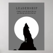 Gray Black Pop Art Leadership Wolf Howling Poster (Voorkant)