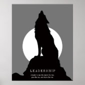 Gray Black Pop Art Leadership Wolf Howling Poster (Voorkant)