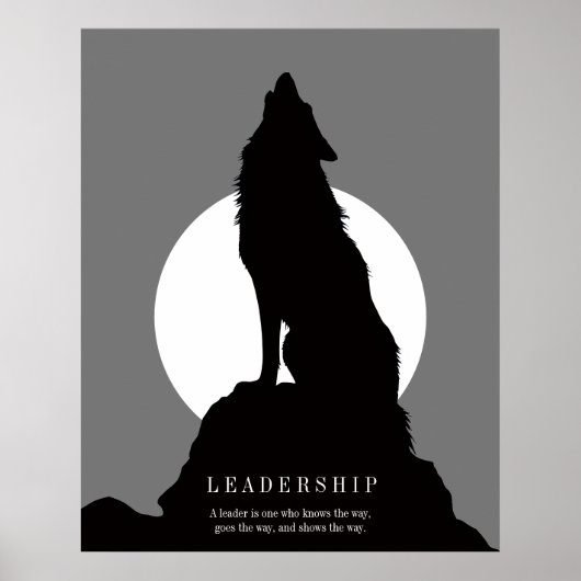 Gray Black Pop Art Leadership Wolf Howling Poster (Voorkant)