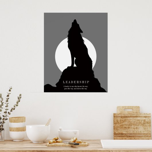 Gray Black Pop Art Leadership Wolf Howling Poster (Keuken)