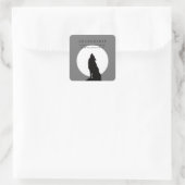 Gray Black Pop Art Leadership Wolf Howling Vierkante Sticker (Tas)