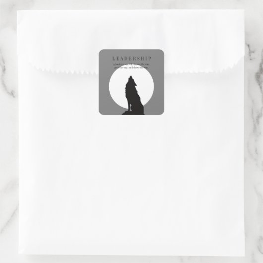 Gray Black Pop Art Leadership Wolf Howling Vierkante Sticker (Tas)
