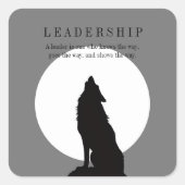 Gray Black Pop Art Leadership Wolf Howling Vierkante Sticker (Voorkant)