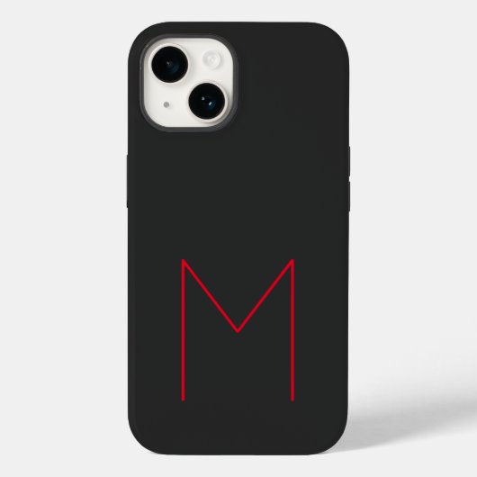 Gray Black Red Bold Monogram Modern Jouw naam Case-Mate iPhone Case (Achterkant)