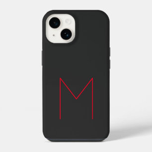 Gray Black Red Bold Monogram Modern Jouw naam iPhone 14 Hoesje