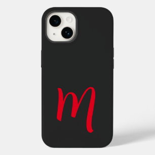 Gray Black Red Monogrammed Classical Handwriting Case-Mate iPhone 14 Hoesje