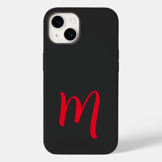 Gray Black Red Monogrammed Classical Handwriting Case-Mate iPhone Case (Achterkant)
