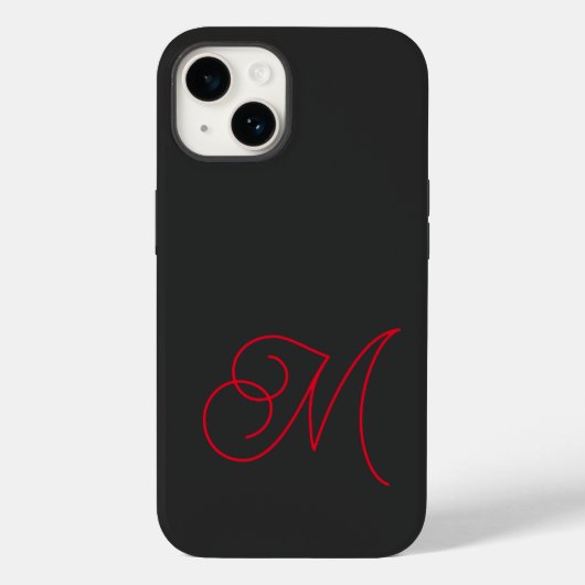 Gray Black Red Monogrammed klassiek script Case-Mate iPhone Case (Achterkant)