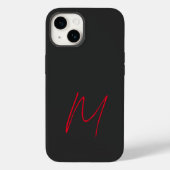 Gray Black Red Monogrammed klassiek script Case-Mate iPhone Case (Achterkant)