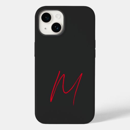 Gray Black Red Monogrammed klassiek script Case-Mate iPhone Case (Achterkant)