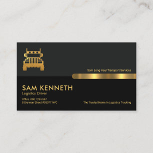 Gray Black Retro Columns Logistics Trucking Visitekaartje