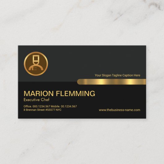 Gray Black Retro Kolommen Catering Chef Visitekaartje (Voorkant)