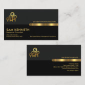 Gray Black Retro Kolommen Manpower Consultant Visitekaartje (Voorkant / Achterkant)