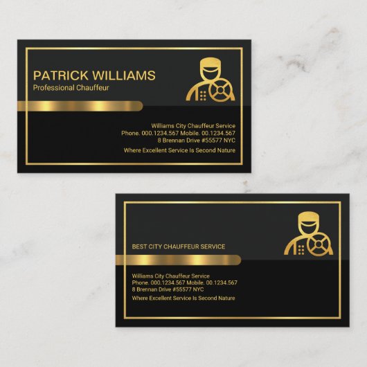 Gray Black Retro Kolommen Professional Driver Visitekaartje (Voorkant / Achterkant)