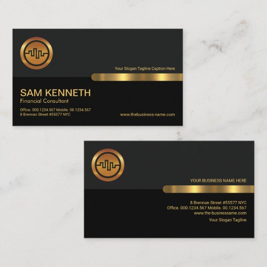 Gray Black Retro Kolommen Stock Broker Visitekaartje (Voorkant / Achterkant)