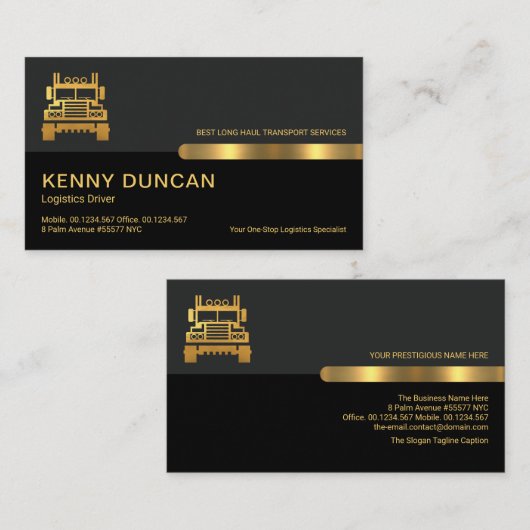 Gray Black Retro Kolommen Transport Driver Visitekaartje (Voorkant / Achterkant)