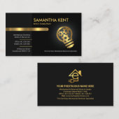 Gray Black Retro Lagen Gold Sprocket Bulb Visitekaartje (Voorkant / Achterkant)