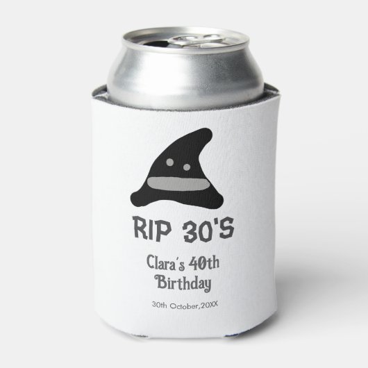 Gray black RIP 30's 40th birthday witch hat hallow Blikjeskoeler (Blikje Voorkant)