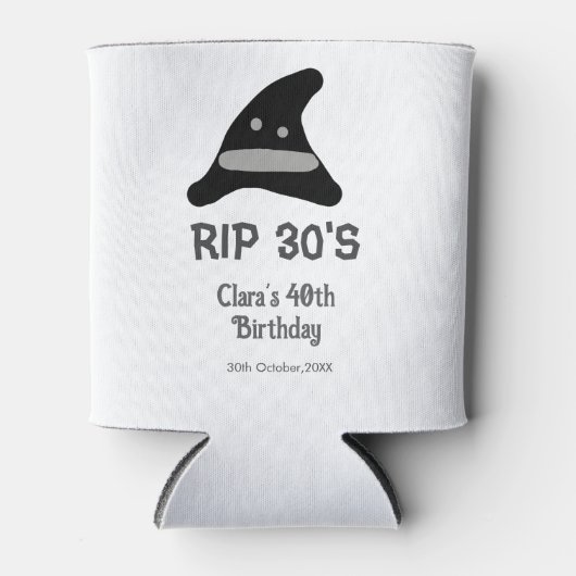 Gray black RIP 30's 40th birthday witch hat hallow Blikjeskoeler (Voorkant)