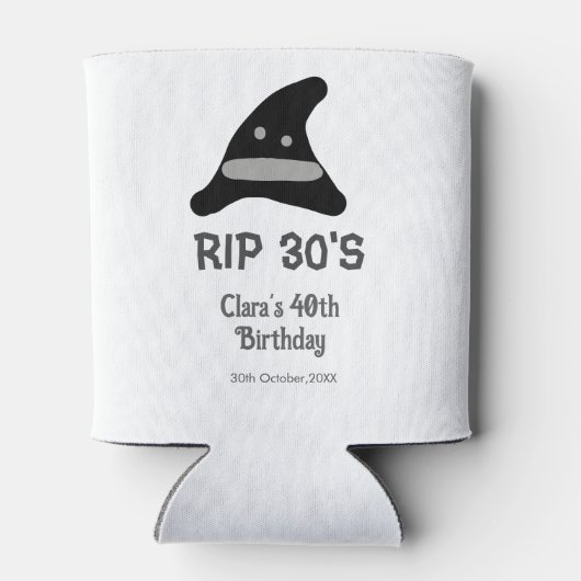 Gray black RIP 30's 40th birthday witch hat hallow Blikjeskoeler (Achterkant)