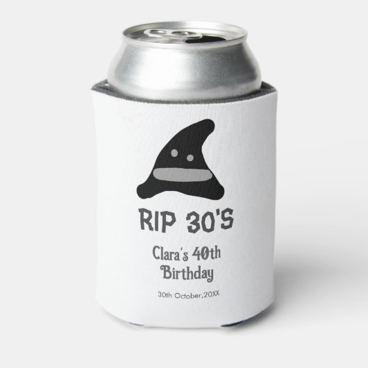 Gray black RIP 30's 40th birthday witch hat hallow Blikjeskoeler (Blikje Achterkant)