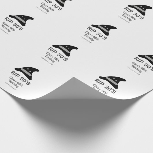 Gray black RIP 30's 40th birthday witch hat hallow Cadeaupapier (Hoek)