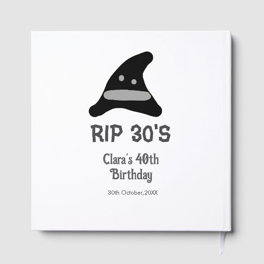 Gray black RIP 30's 40th birthday witch hat hallow Gastenboek (Achterkant)
