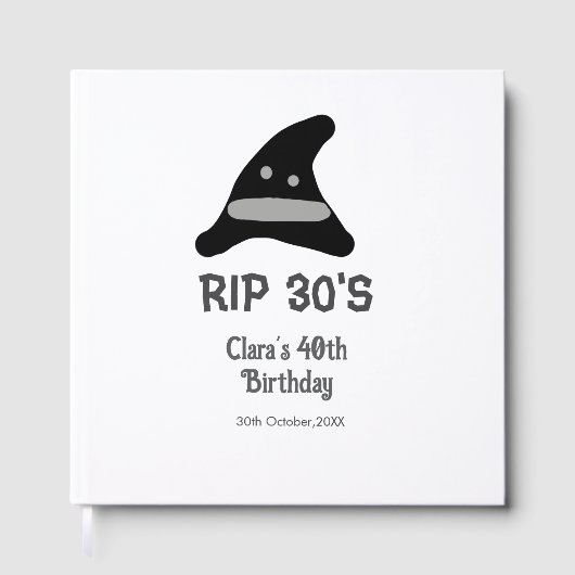 Gray black RIP 30's 40th birthday witch hat hallow Gastenboek (Voorkant)