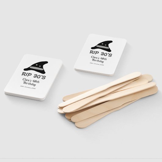 Gray black RIP 30's 40th birthday witch hat hallow Handwaaier (Niet-gemonteerd)