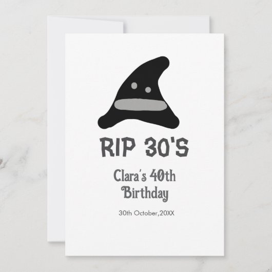 Gray black RIP 30's 40th birthday witch hat hallow Kaart (Voorkant)
