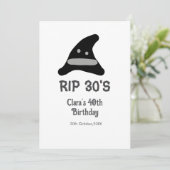 Gray black RIP 30's 40th birthday witch hat hallow Kaart (Staand voorkant)