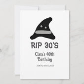 Gray black RIP 30's 40th birthday witch hat hallow Kaart (Achterkant)