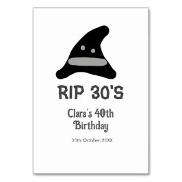 Gray black RIP 30's 40th birthday witch hat hallow Kaart