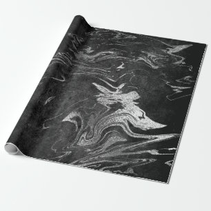 Gray Black Silver Grahite Marble Shiny Glam Cadeaupapier