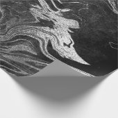 Gray Black Silver Grahite Marble Shiny Glam Cadeaupapier (Hoek)
